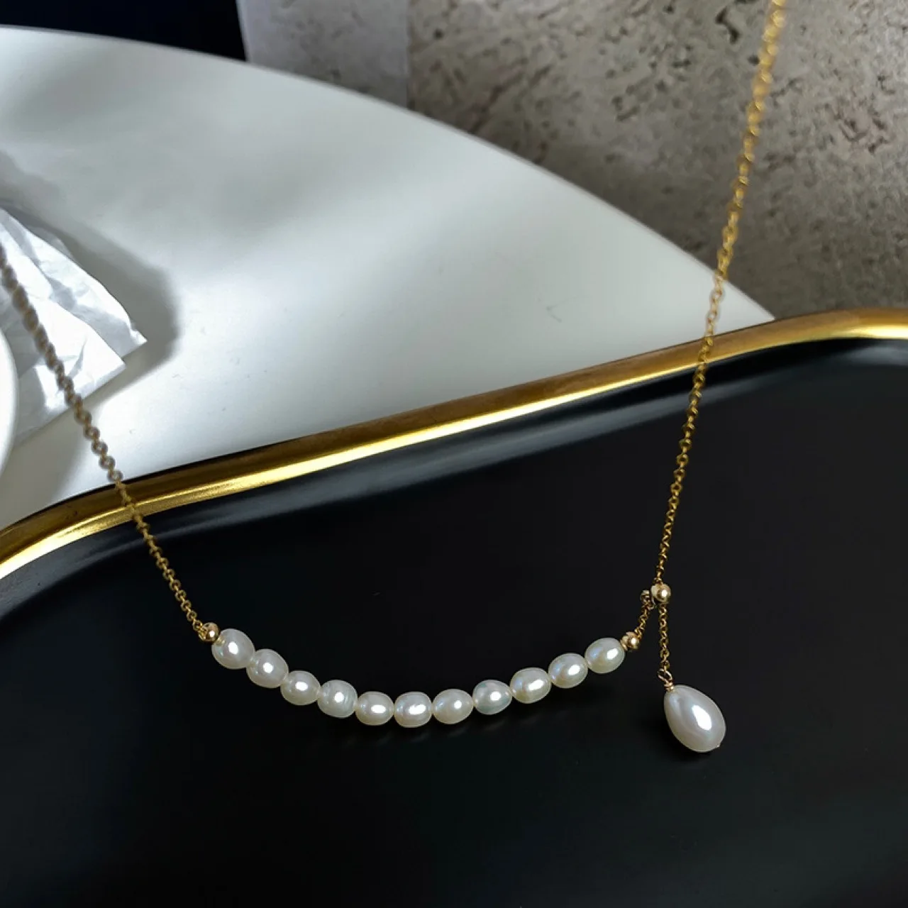 100% Natural Bright Freshwater Pearl 14K Gold Filled Ladies Adjustable Necklace Promotion Jewelry For Women Birthday Gifts