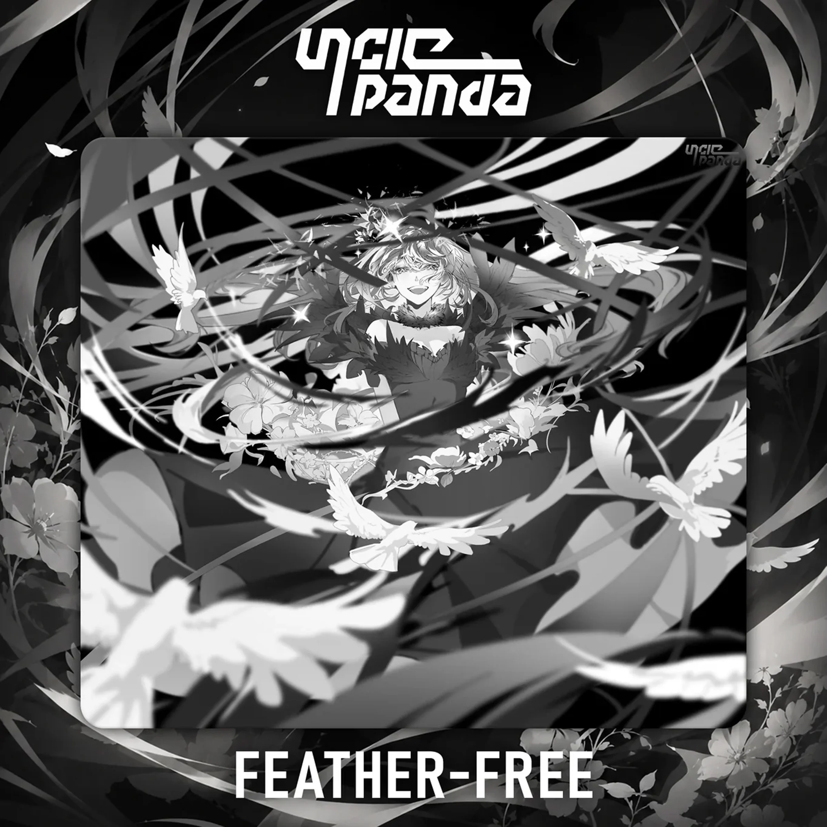 U-Uncle Panda Glass Mouse Pad FREE FEATHER SORA Desktop Mats Micro Etched Honeycomb Surface Smooth E-Sports Gamer Glass Mousepad