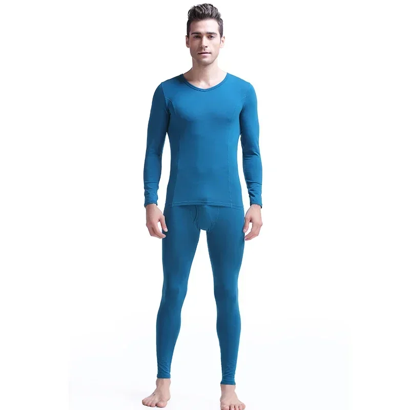 

Youth basic men's thermal underwear set long Johns thin tight cotton sweater low neck V-neck base shirt