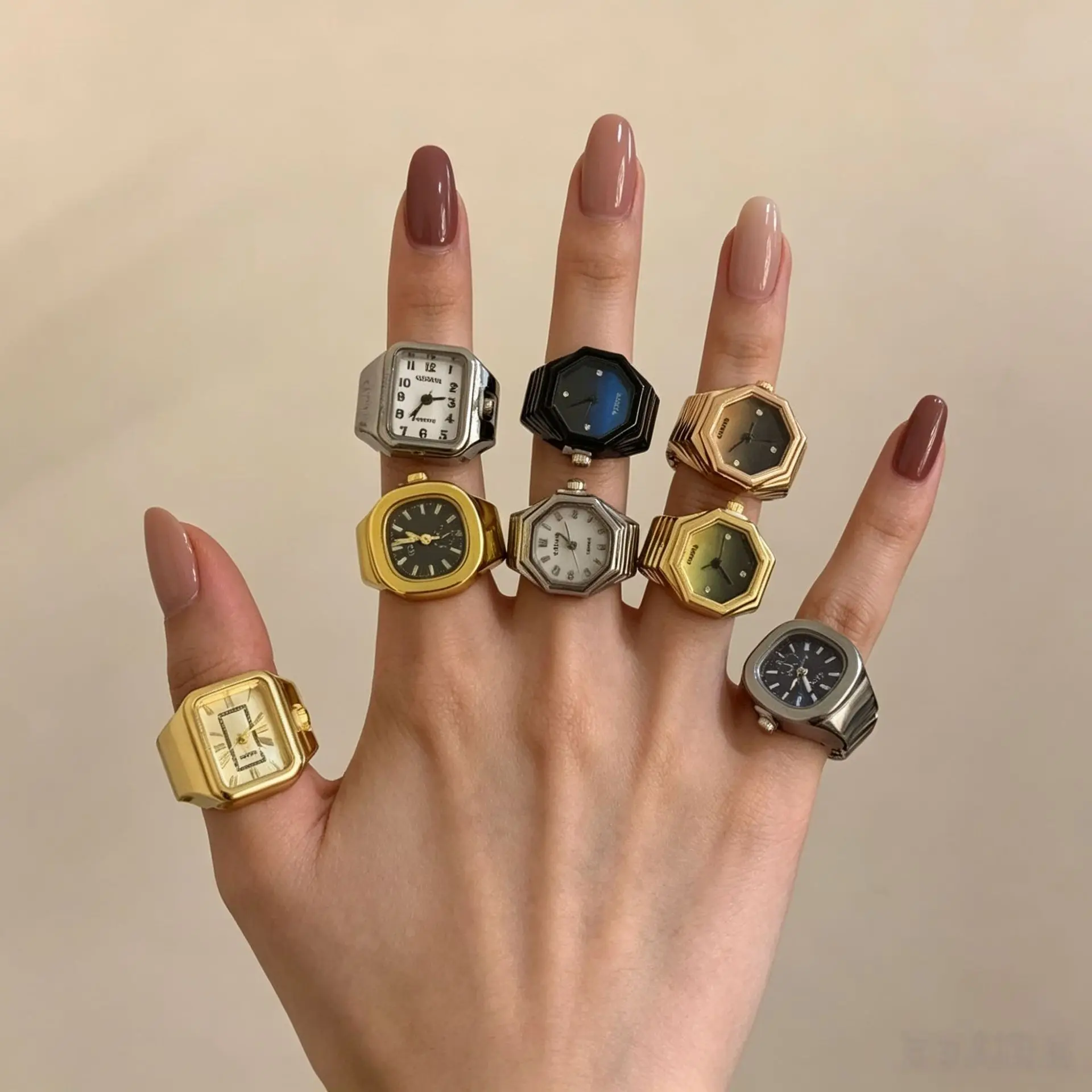 

Hot Sales New Fashion Personality Rings Creative Alloy Watches Rings for Women Men Couple Rings Party Jewelry Accessories Gifts