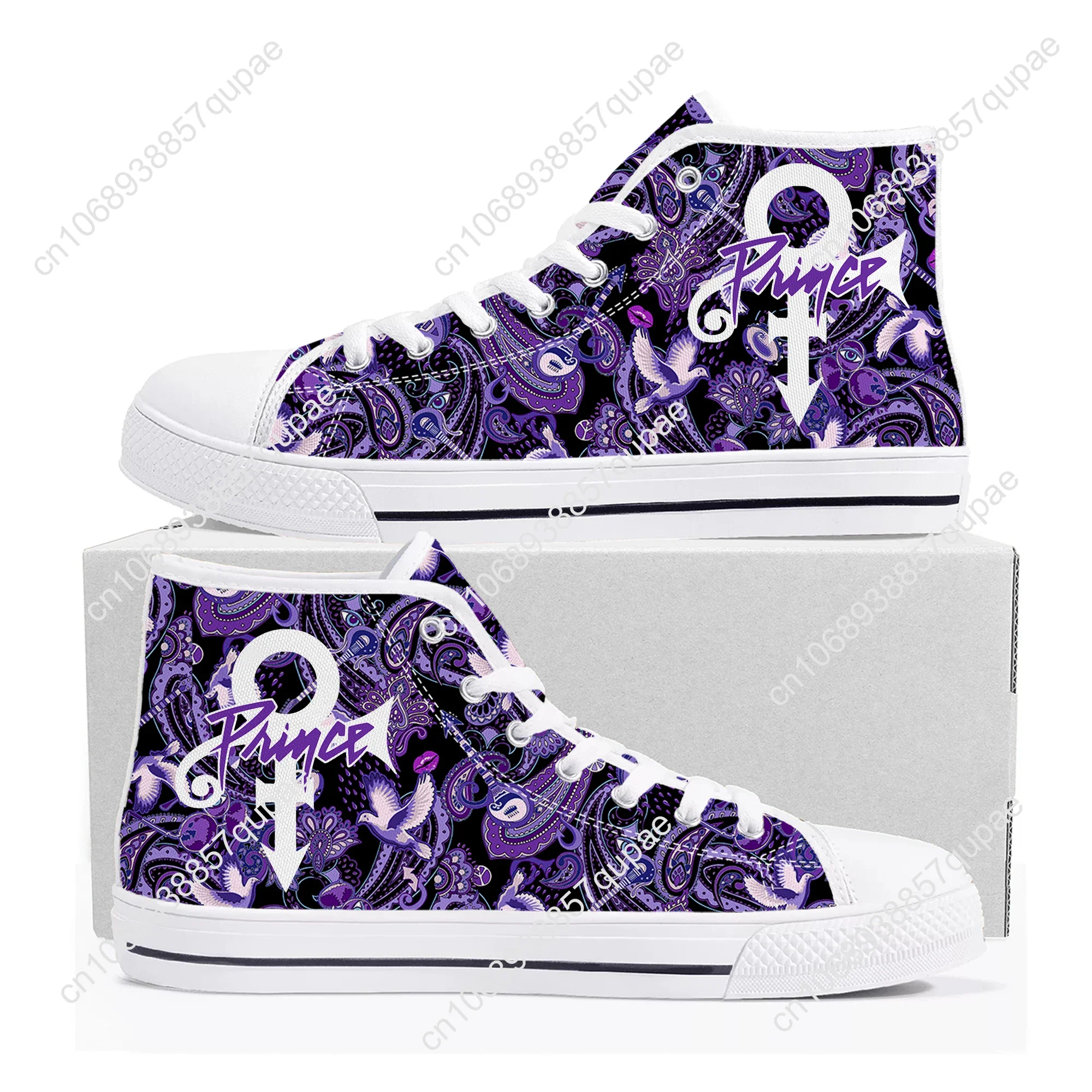 Homens e mulheres Prince Rogers Singer sapatilhas de lona, alta qualidade, sapatos casuais casal, sapatos personalizados, alta qualidade, adolescente