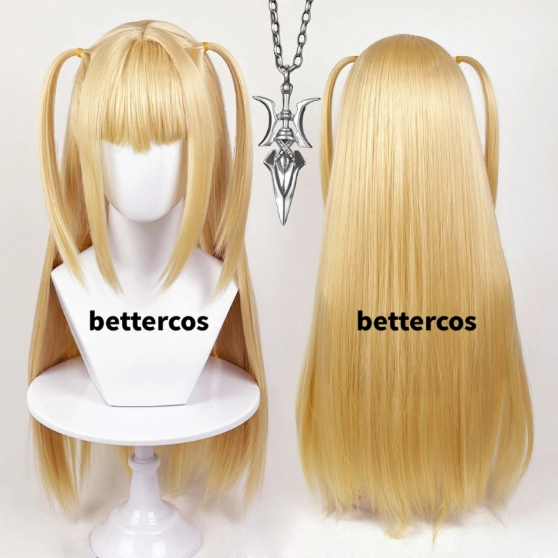 

MisaMisa Cosplay Wig Anime Death Note Misa Amane Long Blond Double Tails Heat Resistant Hair Hallowen Party Wigs + Wig Cap