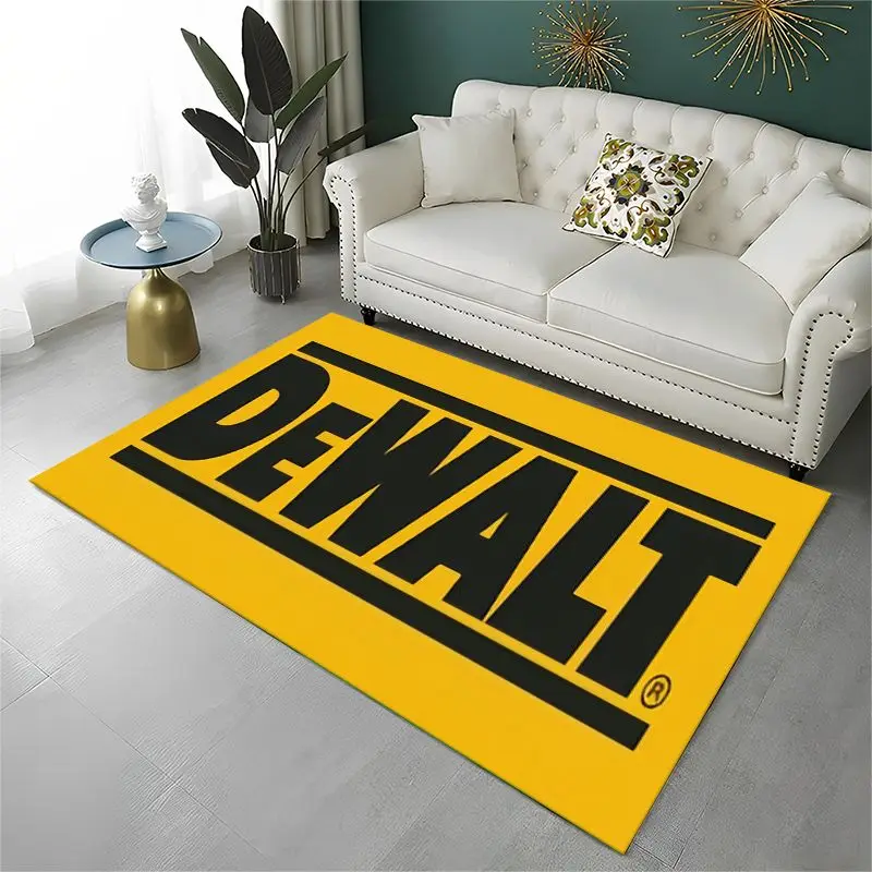 Retro D-DEWALT Electric Tools Logo Non-Slip Area Rug for Living Room,Bedroom,Playroom,Soft Carpet Floor Mat Home Decor Rug