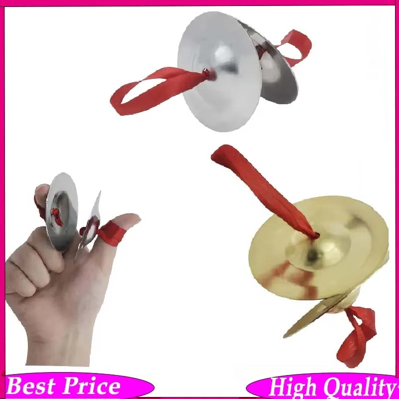 2 Pcs/Set Brass Finger Cymbals Professional  for Belly Dance Hand Bell Percussion Instrument Musical Educational Toys Gifts