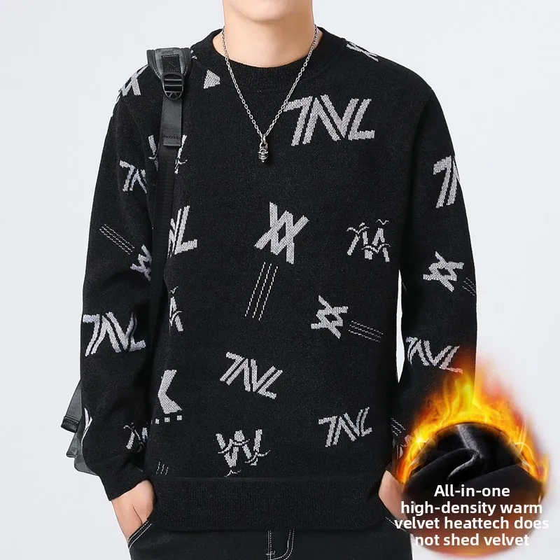 

Men's Casual Thiened Fce Lined Inteated Velvet Knitwear Autumn Winter Warm Outerwear Base Layer irt Home School Outd...