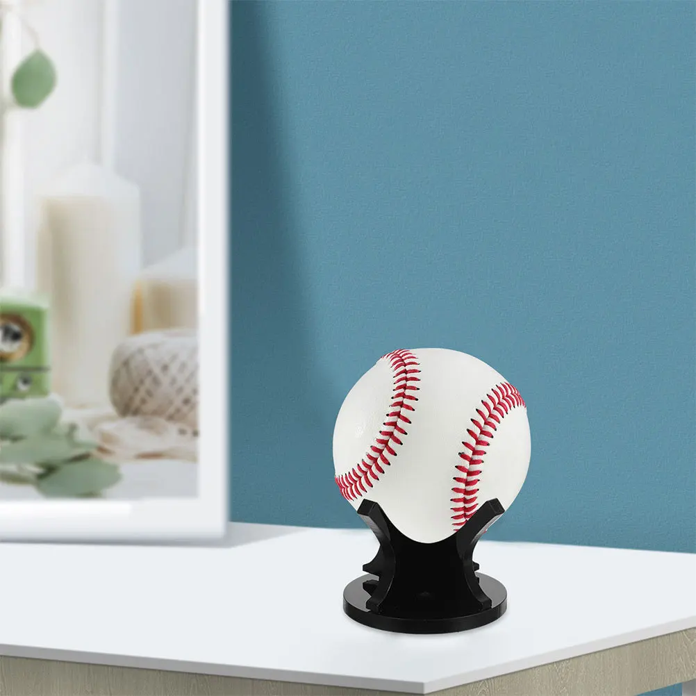 

4Pcs Acrylic Sport Ball Holder Support Display Rack for Baseball Tennis Golf Softball Black Minimalist Design Secure Stable Base