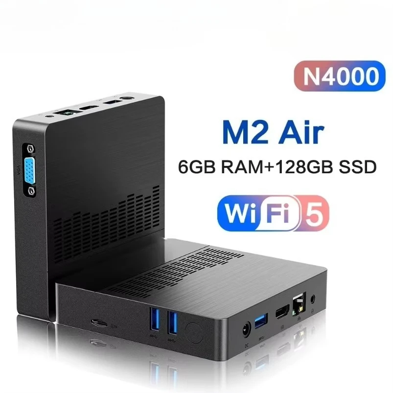 Mini PC M2 Air N4000 J3710 6GB RAM 128GB ROM Dual Band WiFi Bluetooth USB SSD + EU and US PL