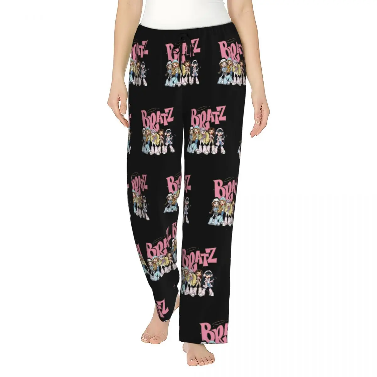 

Custom Printed Bratz Rock Angelz Pajama Pants Women Japanese Anime Cartoon Sleep Sleepwear Bottoms with Pockets