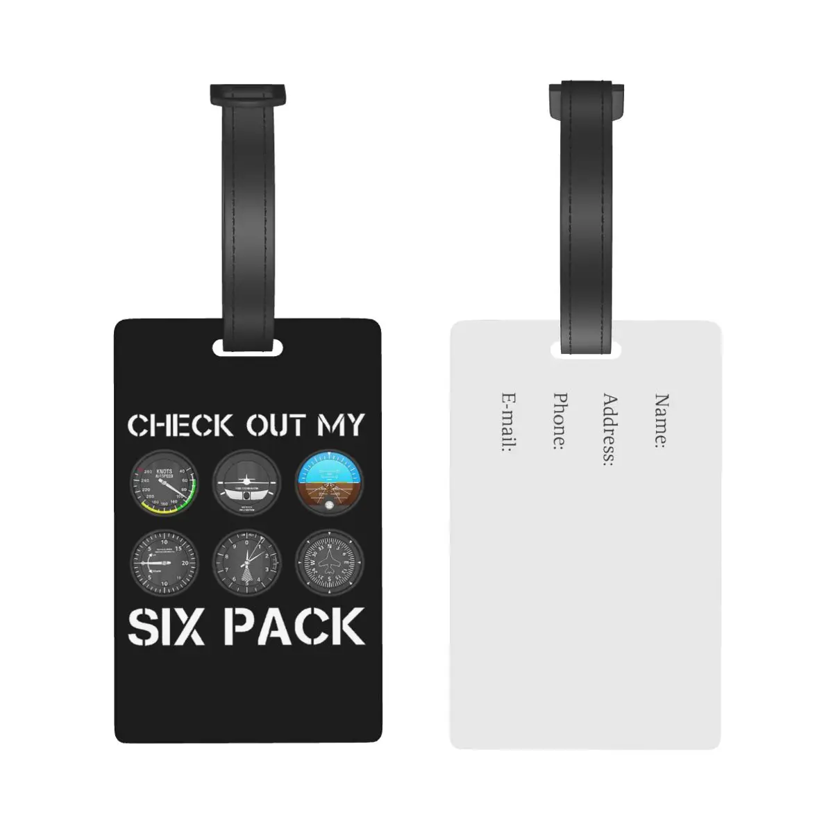 Funny Pilot Top Airplane Six Pack Flight Instruments Luggage Tags Suitcase Accessories Travel Baggage Boarding Tag Portable