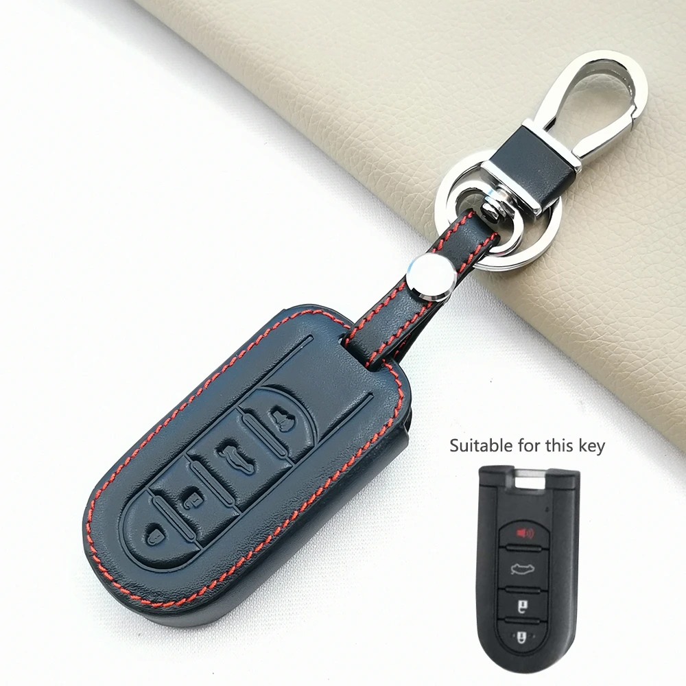 for Toyota Rush Daihatsu Tanto LA600S LA800S LA610S Perodua Smart Case 2/4 Buttons Keychain Leather Car Key Cover