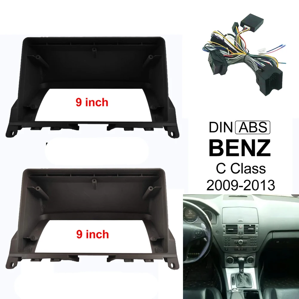 

9inch car radio panel for Mercedes C-Class W204 S204 C180 C200 2007-2014stereo instrument panel mounted frame player panel trim