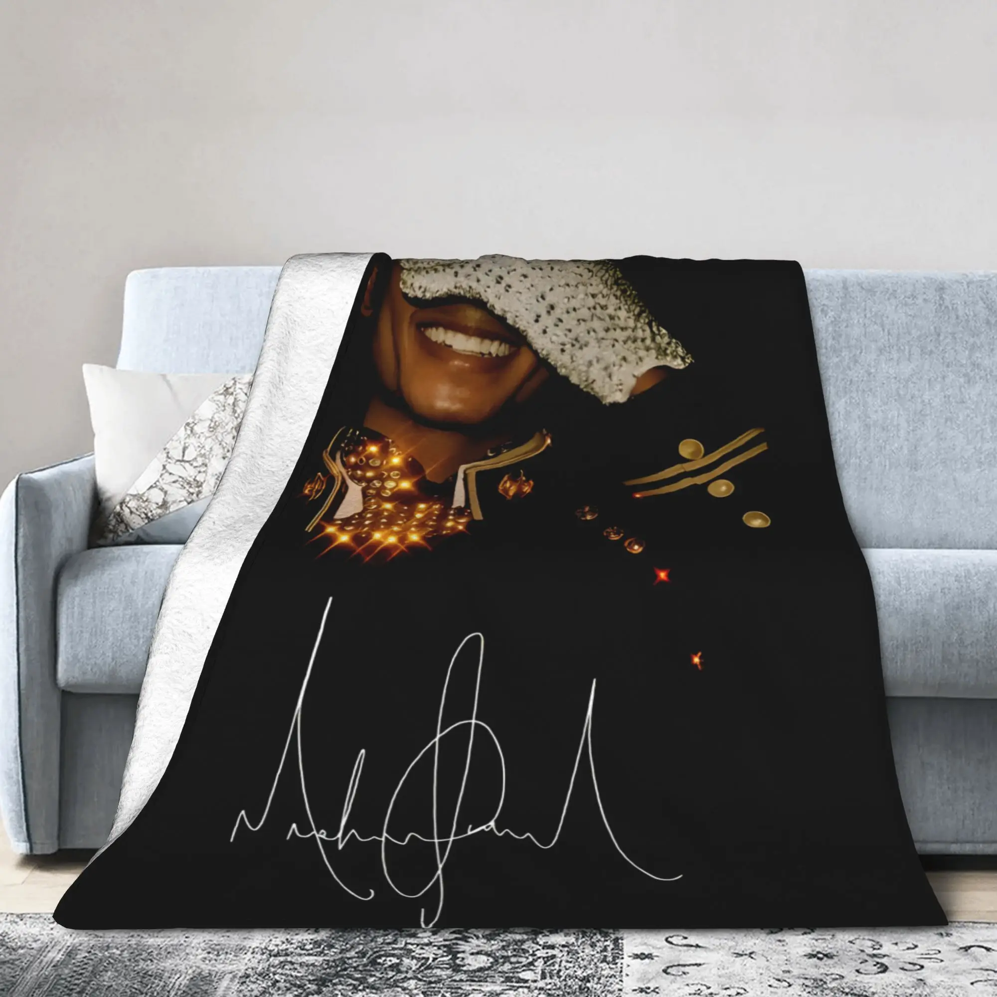 MJ king of pop THE GLOVE Flannel Throw Blanket Michaels Jacksons Blankets for Bedding Bedroom Ultra-Soft Bed Rug