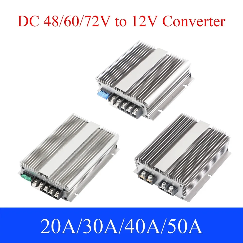 

48/60/72V to 12V 40A 30A 20A Power Converter DC Automatic Buck Regulator Step-Down Voltage Power Supply Module For Car