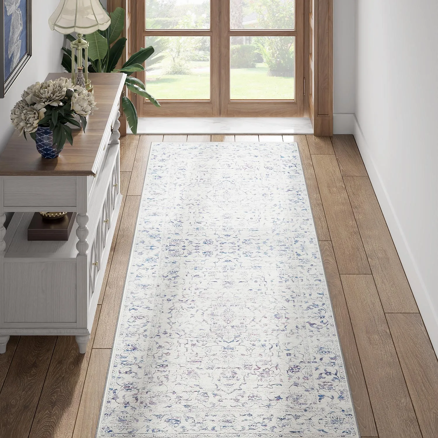 Vintage Abstract Area Rug for Living Room Bedroom, Soft Washable Floor Carpet, Modern Distressed Non Slip Home Decor Rug