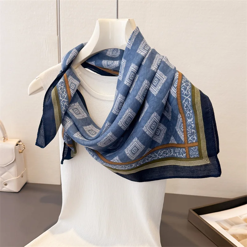 Scarf Women Square Scarf Geometric Block Chevron Print Bandana Headscarf Shawl Neck Wrap Sun Protection Hijab Women Scarf