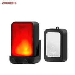 Campainha sem fio para casa, porta carrilhão, surdo duro, 7 cores luz flash, música mutável