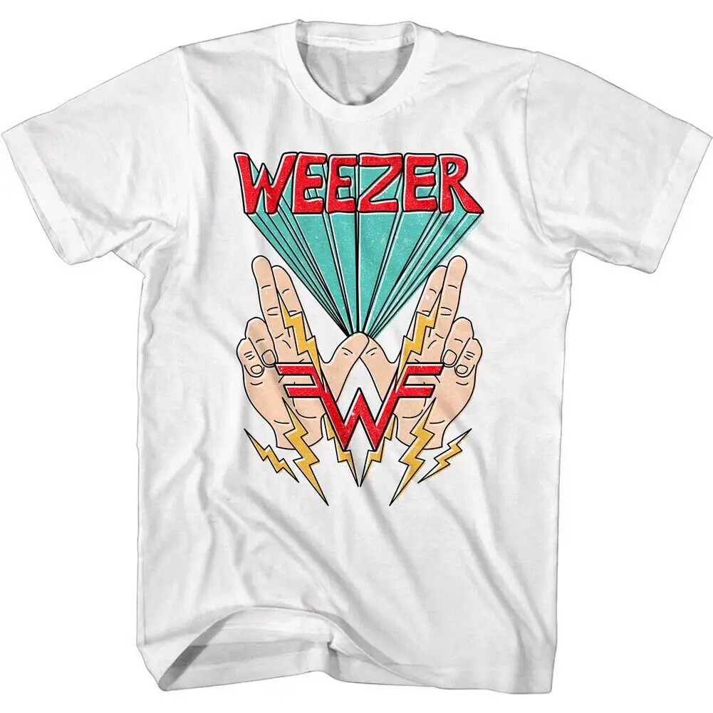 Weezer Band Men's T Shirt W Hand Sign 90s Alt Rock Group Concert Tour Merch Officially Licensed Merchandise