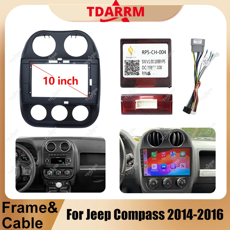 

TDARRM For Jeep Compass 2014-2016 10inch Texturing 2Din Car Frame Fascia Adapter Canbus Box Android Radio Dash Fitting Panel Kit