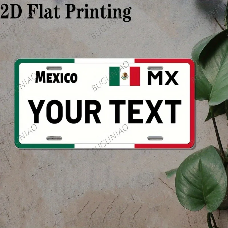 Custom Mexican License Plate Personalized Text Vintage Aluminum Sign Bar Garage Wall Decor Only Ornament Gift Art