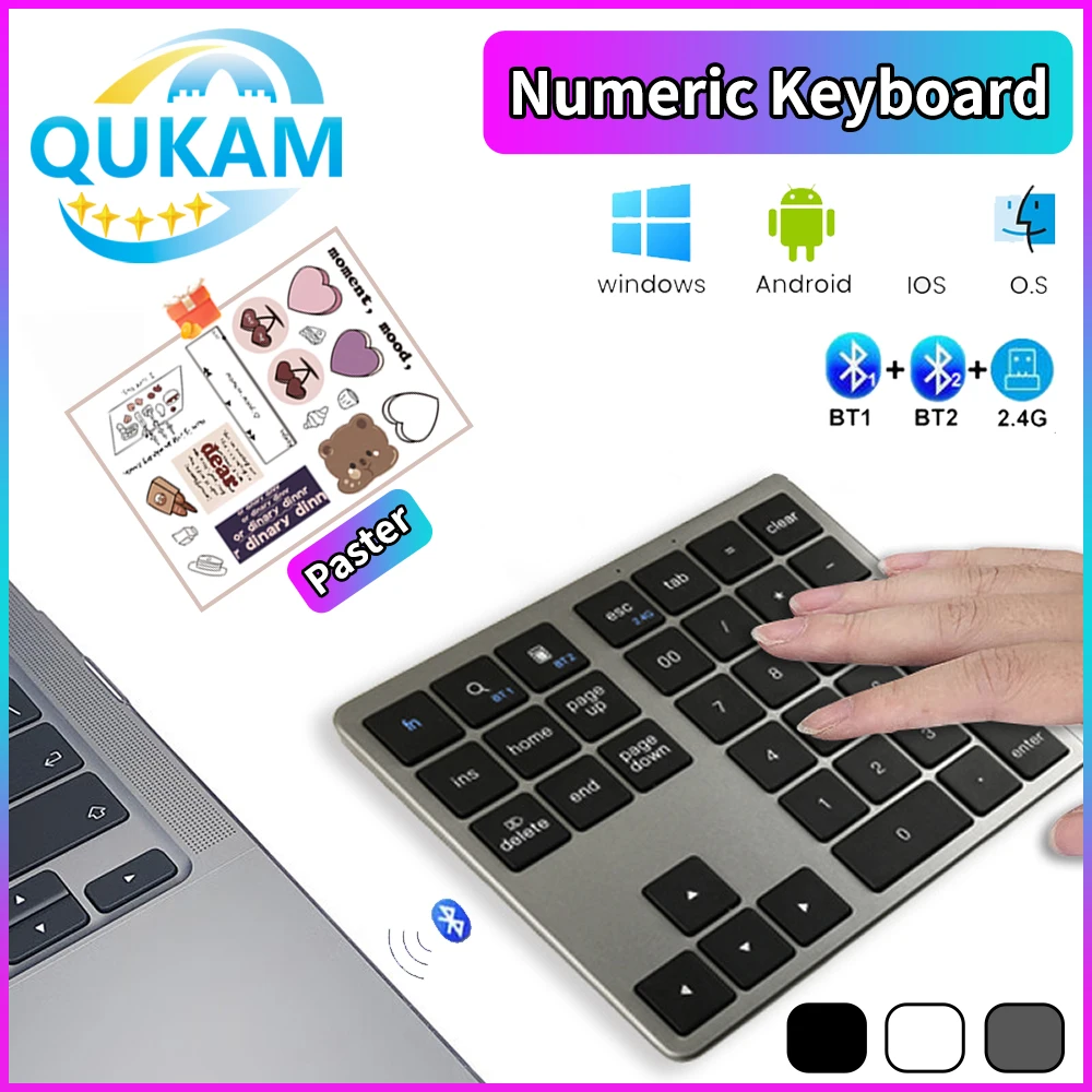

New 2025 Accounting Numeric Keypad 2.4Ghz For Apple iPad Xiaomi Phone Pc Tablet Rechargeable Digital Bluetooth Wireless Keyboard