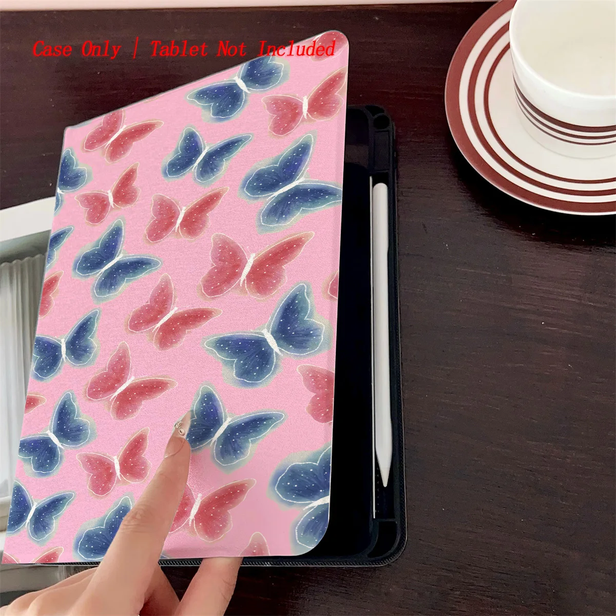 Butterfly Printed iPad Case with Pen Slot - Simple Fresh Style Book Design for Pro/Air 5 4/iPad 10/Mini 5
