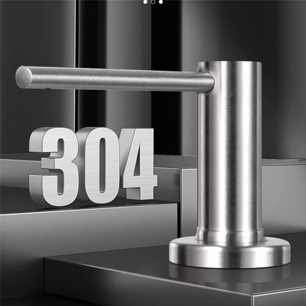 Built-in Sink Detergent Dispenser for Kitchen Dish Washing Stainless Steel Liquid Soap Dispenser Pump ,100cm Tube&350ml Bottle