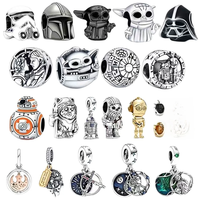 New Charm plata de ley 925 Silver Disney Star Warsries Mandalorian Helmet Charm Bead Fit Original disney bracelet Birthday Gift