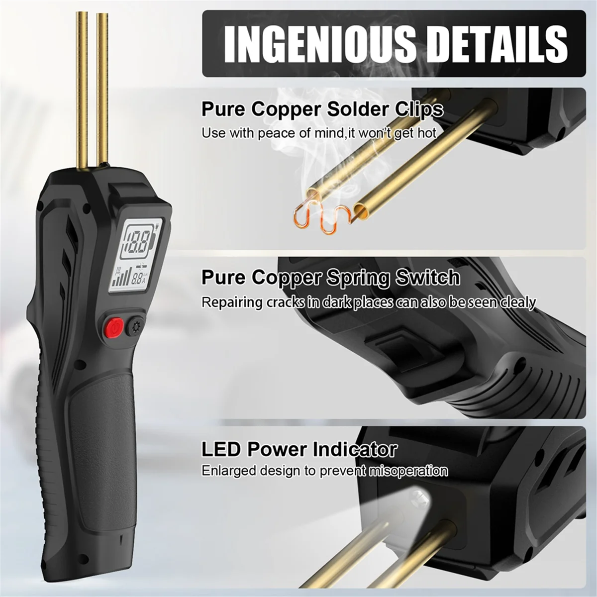 A002 Handheld Wireless Charging Plastic Welding Tool Hot Stapler WelderGun Car Bumper Repair Tool with 200pcs Staplers Black