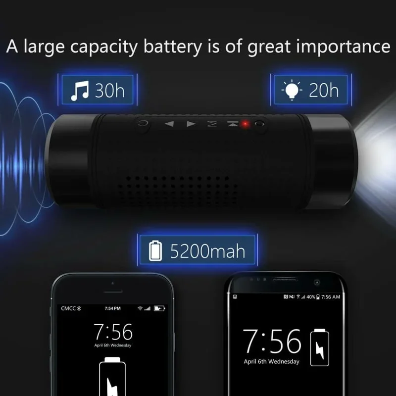 Bluetooth Speaker Power Bank Smart Flashlight Waterproof Highly Scalability Smart Outdoor Speaker with LED Light