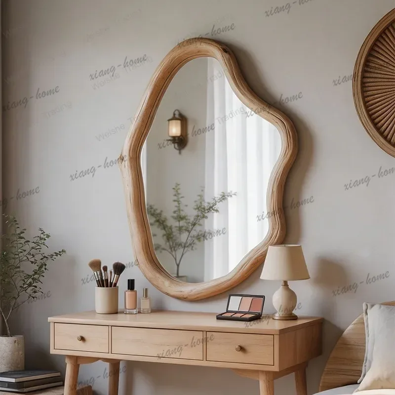 ld Simple log wind cloud shape dressing mirror retro living room bedroom art decoration mirror
