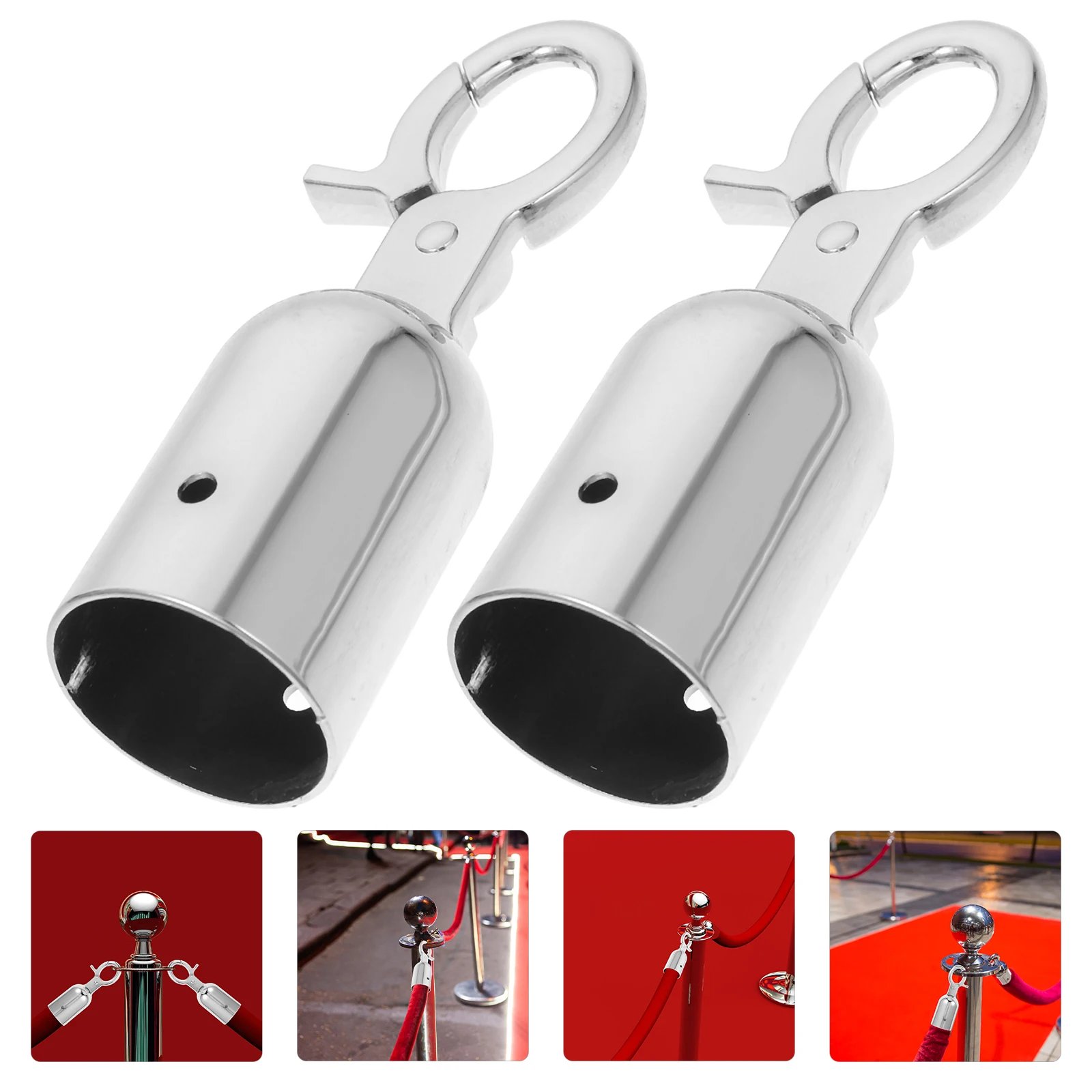 

2 Pcs Accessories Rope End Stop Hang Stainless Steel Stopper Cord Caps Cotton Clamp