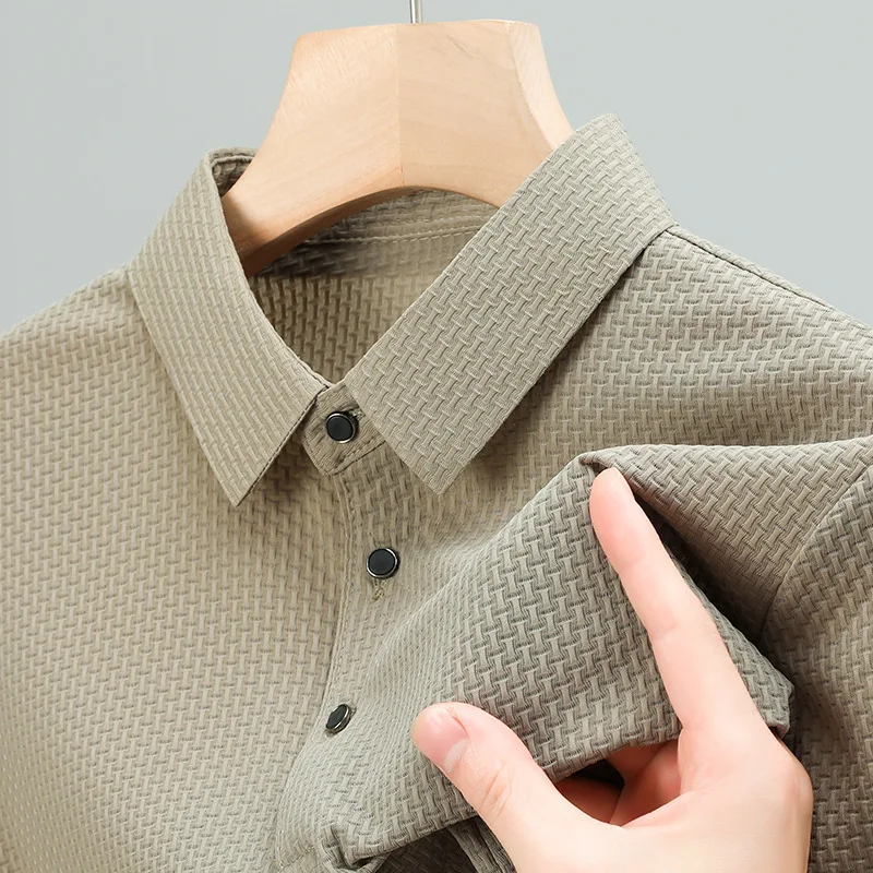 Short-Sleeved Ice Silk POLO Shirt, Summer T-Shirt, New Business Casual Mesh Breathable Thin Top, Men's Clothing