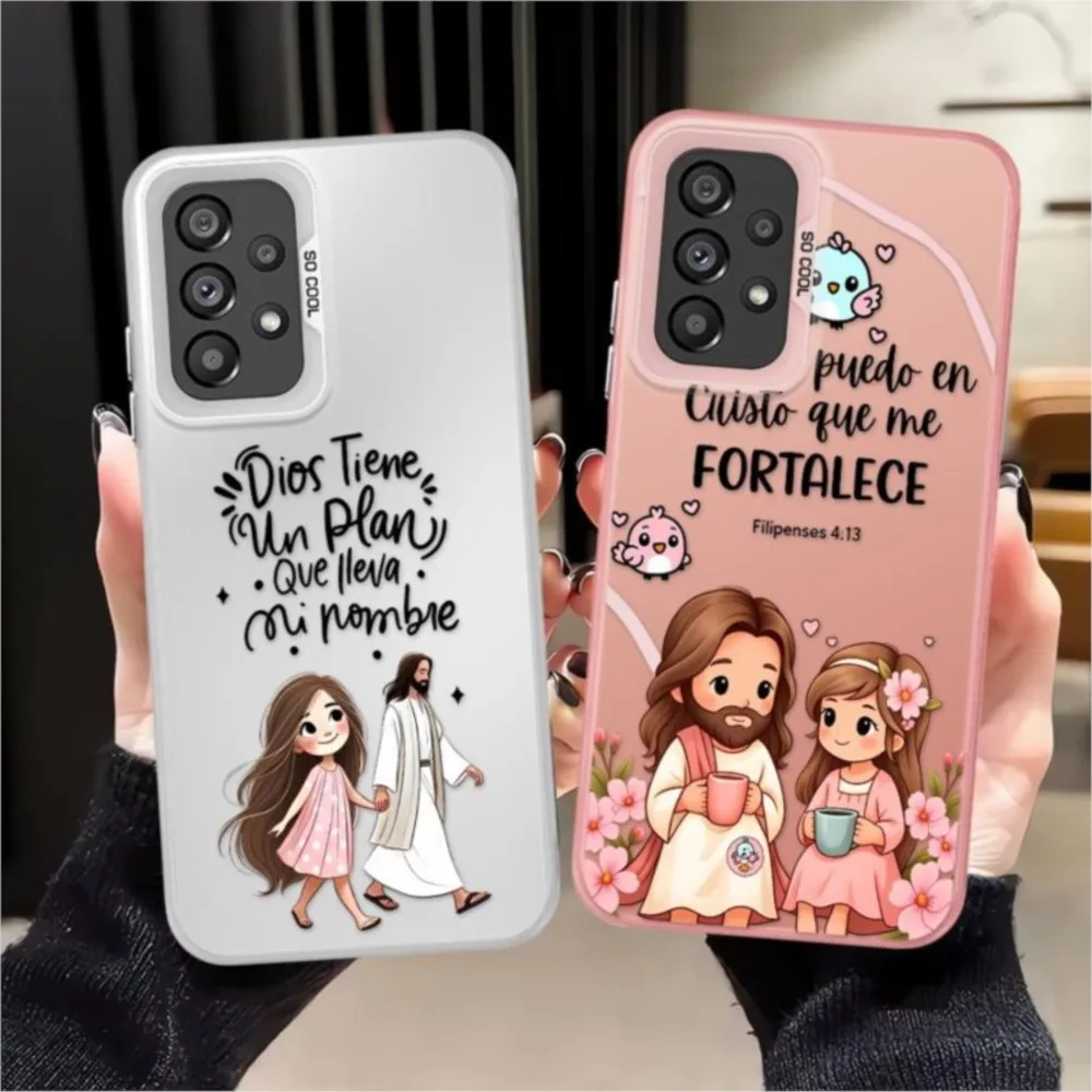 Kreative Cartoon-Jesus-Handyhülle für Samsung Galaxy A25 A73 A16 A34 A13 A72 A32 A36 A23 A71 A17 A52 A12 A54 A14 A56