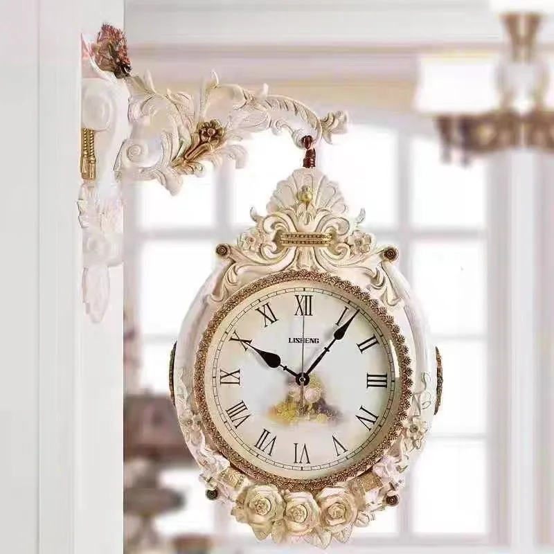 Doppelseitige Wanduhr Moderne Wanduhr Geräuschlos Elegante Dekorative Große Uhren Minimalistische Luxuriöse Ästhetische Wohnzimmer-Uhren