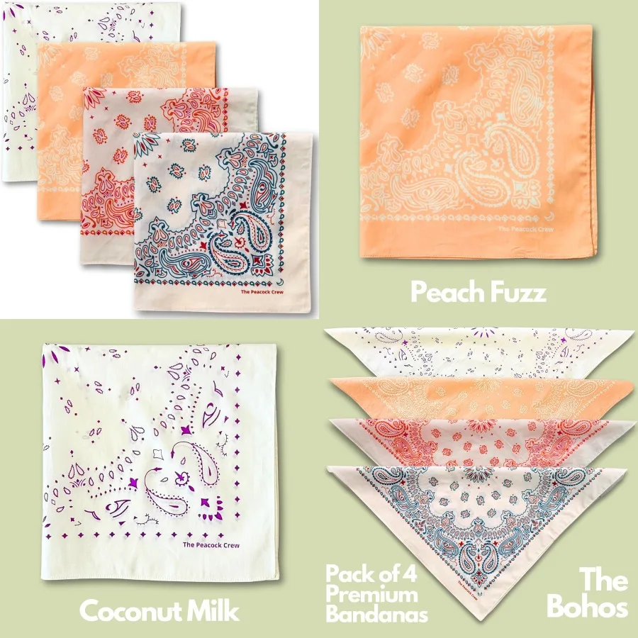 حزمة عصابات أنيقة من القطن الناعم الفاخر مقاس 22 × 22 بوصة للرجال والنساء مثالية لتصفيف الأزياء في الهواء الطلق