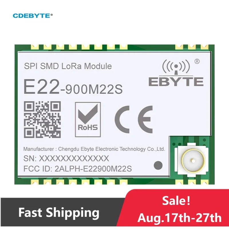 SX1262 LoRa Wireless Maodule CDEBYTE E22-900M22S 22dBm 915MHz SMD 32M High-Precision TCXO RF Module for LDO DC-DC Power Supply
