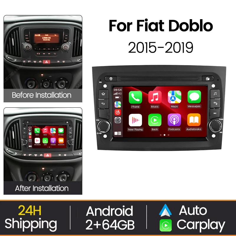 MEKEDE Car Radio Multimedia Player for Fiat Doblo 2015- 2019 GPS Navigation Autoradio Wireless CarPlay Android Auto WIFI BT