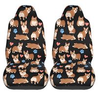 Cute Cartoon Corgi Dog Print Car Seat Covers Set of 2 Front Bucket Seat Protector Accessories Universal Fit Most Cars Trucks
