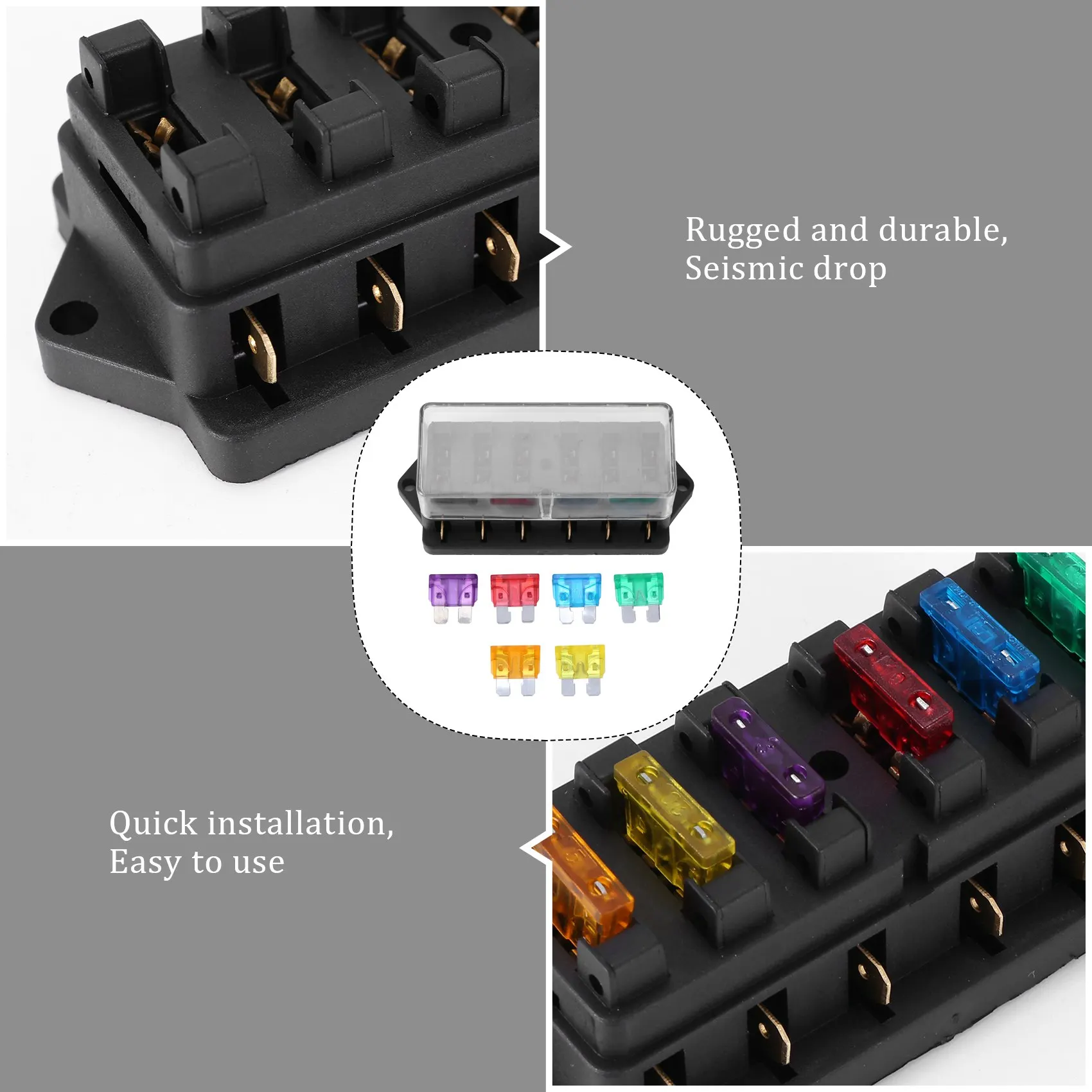 

6 WAY FUSE HOLDER BOX CAR VEHICLE CIRCUIT BLADE FUSE BOX BLOCK + FREE FUSE US