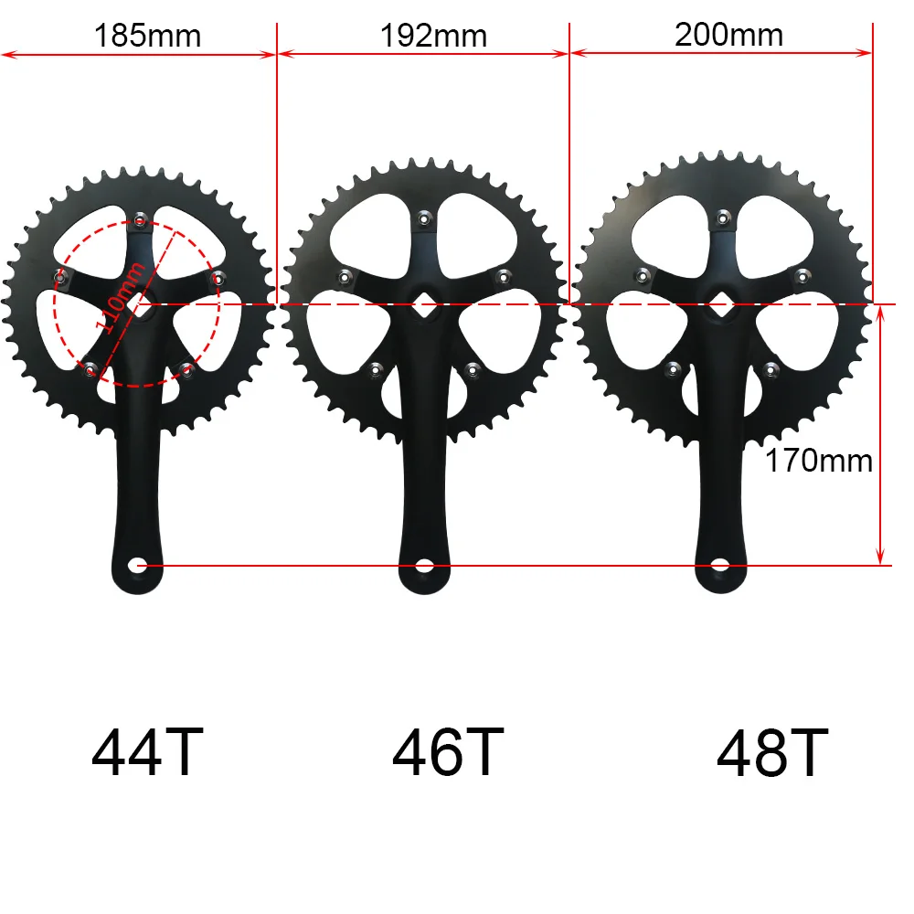 110BCD Road Bike Crankset 110mm 44T 46T 48T Chainring 170mm Square Taper Crank Arm 39-53T Sprocket Bicycle Fixie Chain Wheel