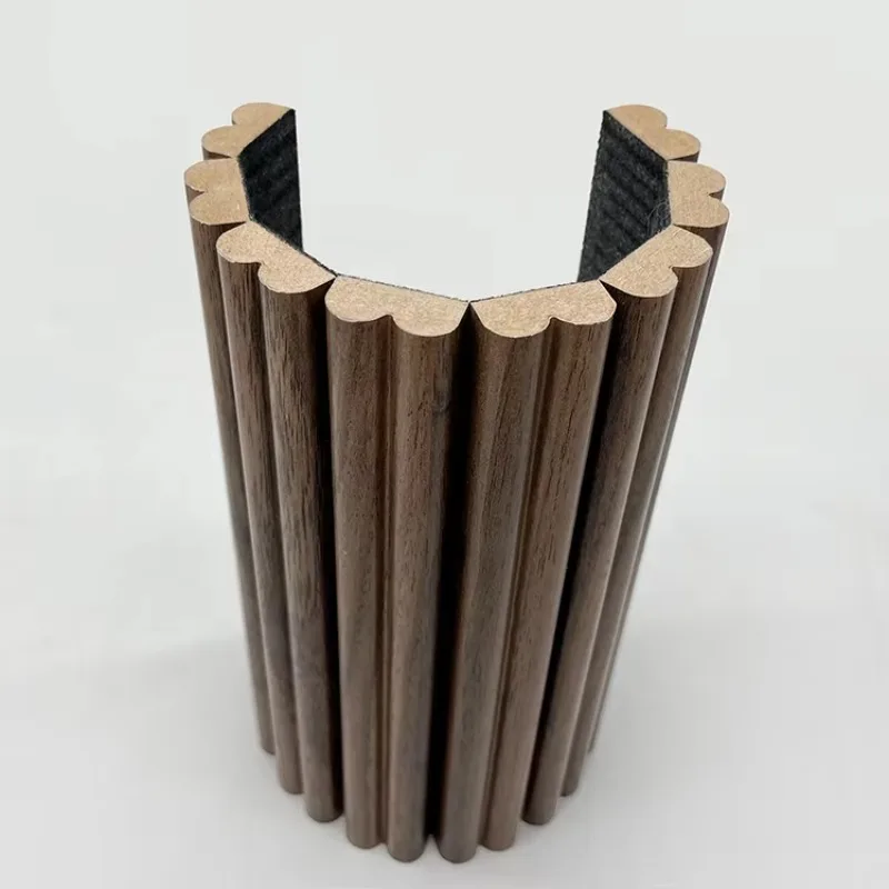 Modern Designed Wooden Half Flexible Acoustic Slat Wall Panel Semi-Circular Akupanel For Hotel Application