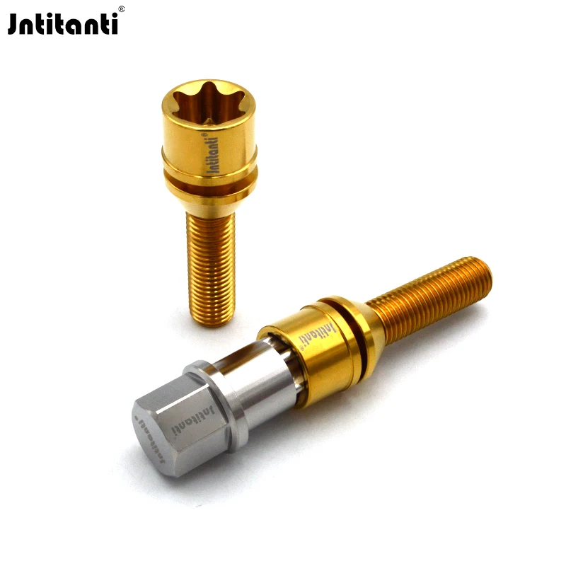 Jntitanti M12*1.25*28-45mm floating washer racing cone seat Gr.5 titanium hub bolt Torx head wheel bolt for Fiat Peugeot Citroe