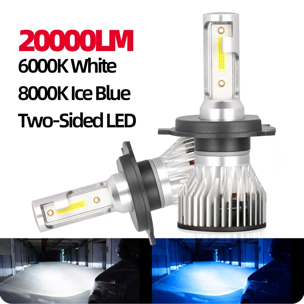 

2x LED H4 Hi/Lo 9007 9008 H13 Car Headlight Bulbs 6000K White 8000K Ice Blue Car Lights H8 H9 H11 Turbo Auto Headlamps 12V Luces