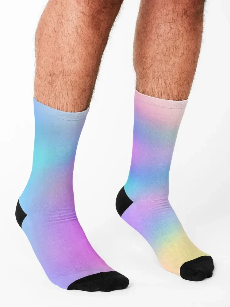 Iridescent Holo Gradient Colors Socks sheer designer brand fashionable Women's Socks Men's