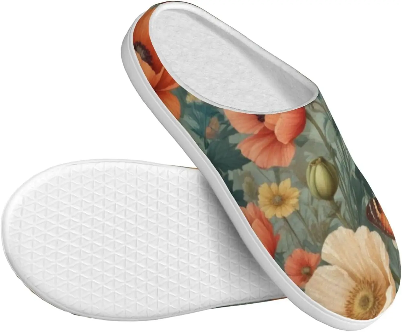 Pantoufles confortables pour femmes, pantoufles d'intérieur et d'extérieur en coton doux avec semelle antidérapante