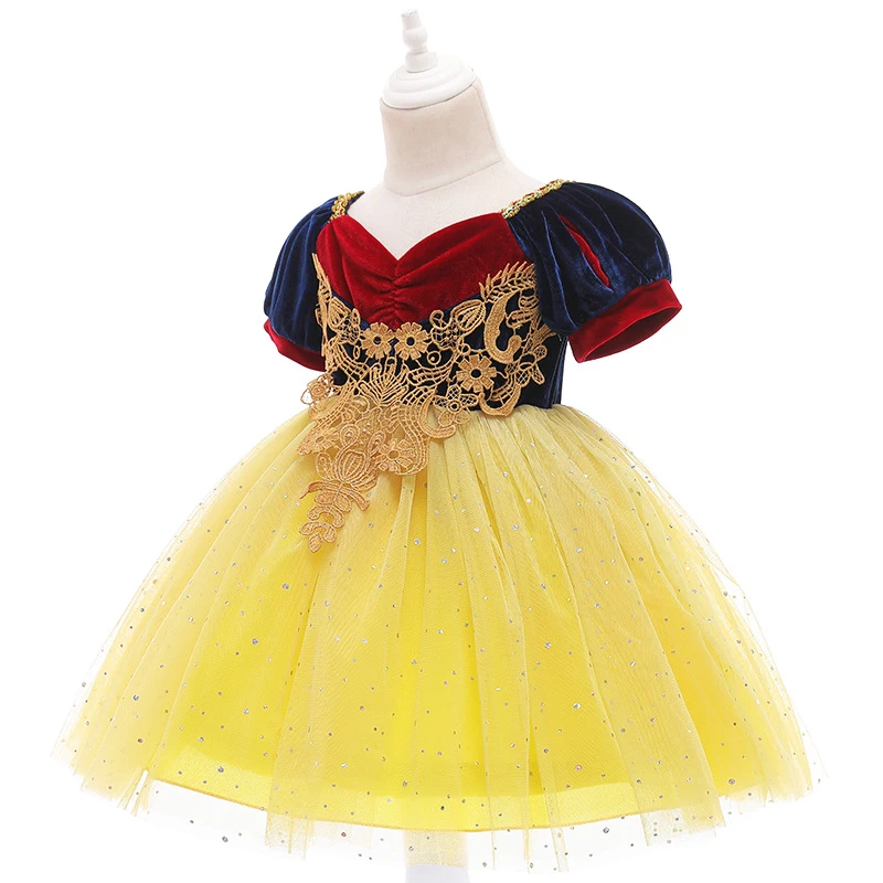 Vestido hinchado de tul Blancanieves para niña, corona, varita mágica, bolsa, guante, collar, pulsera, anillo, conjunto de pendientes, disfraz de princesa para fiesta de Cosplay