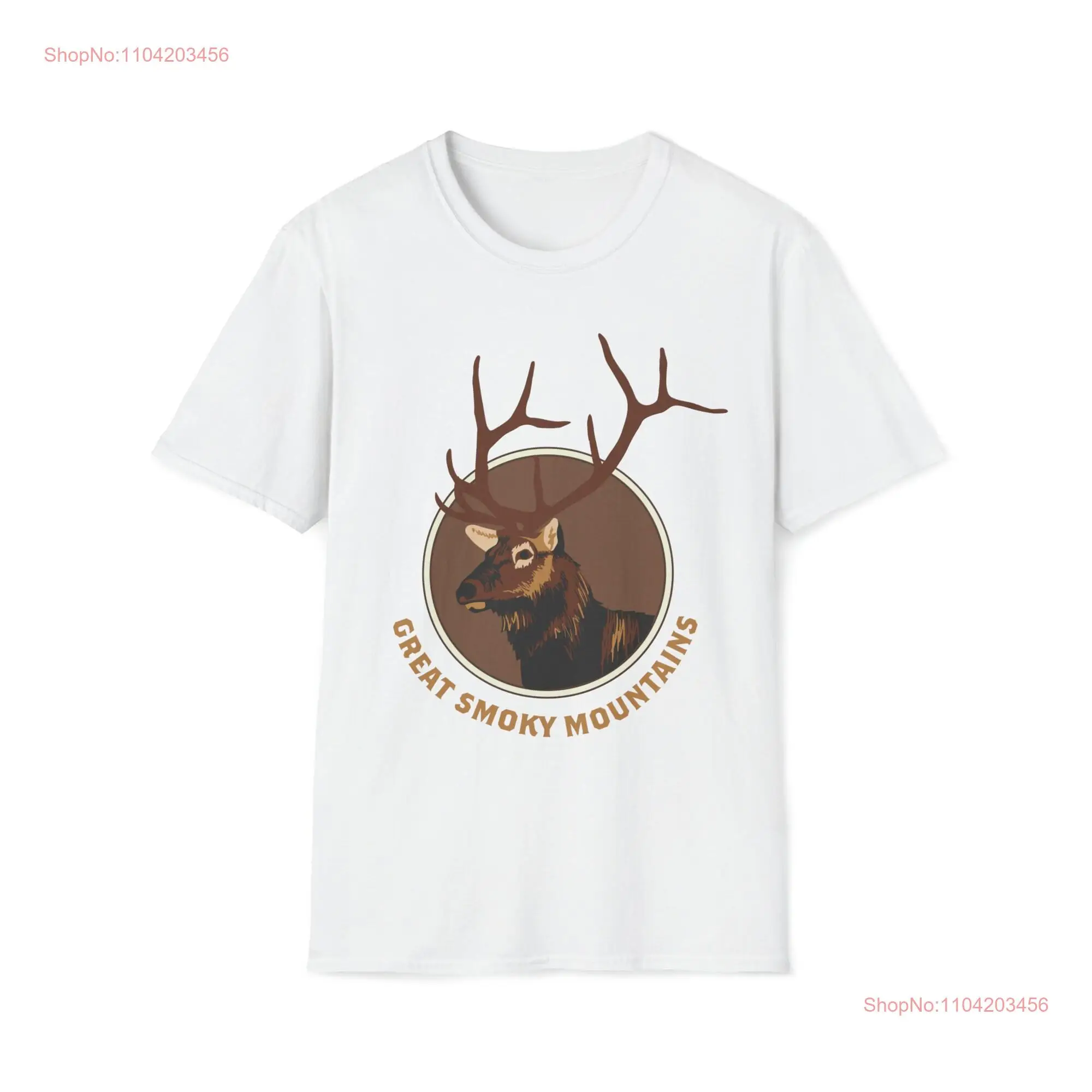 Great Smoky Mountains Deer Softstyle T Shirt long or short sleeves