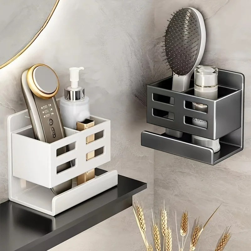 Großer Wandmontierter Kosmetik-Organizer - Bohrfreies, Multifunktionales Aufbewahrungsregal für Badezimmer-Essentials