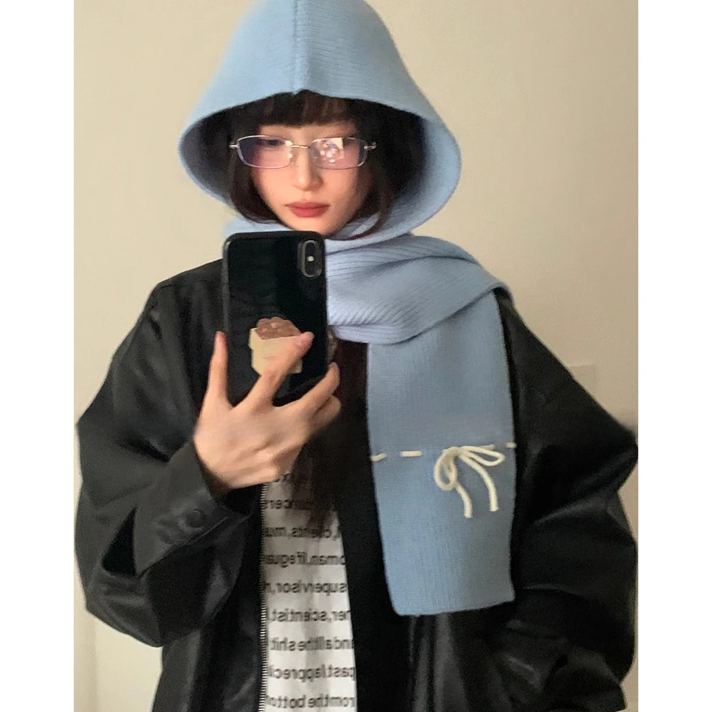 

Красная шапка в стиле ретро с галстуком-бабочкой, шарф, цельный женский зимний теплый шарф для шеи и защиты от холода, шерстяная шапка, новогодние аксессуары