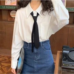 JK Polyester Women Men Ties Striped Navy Red Coffee College Neckties Uniform Girls Neckwear Cravate Trendy Accessories